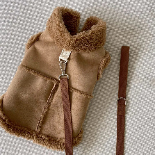 Veste en suède et moumoute mignonne