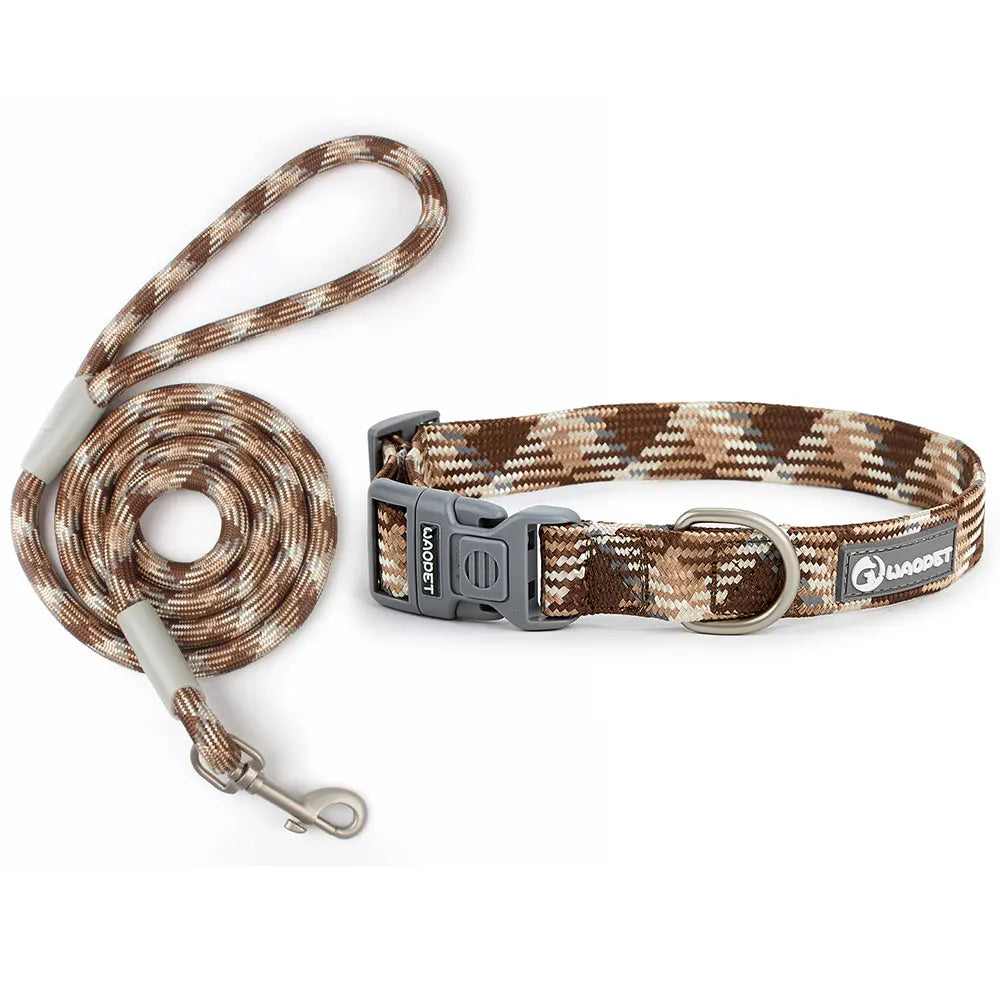 Collier/Laisse chien tressé réfléchissant inspiration alpinisme