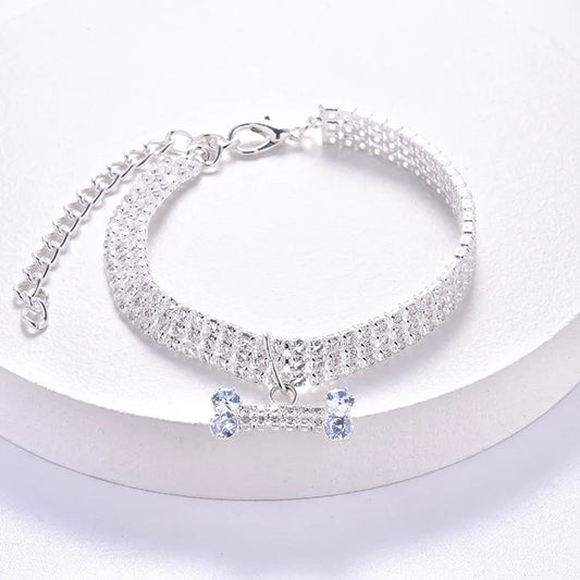 Collier chien en strass de petite princesse