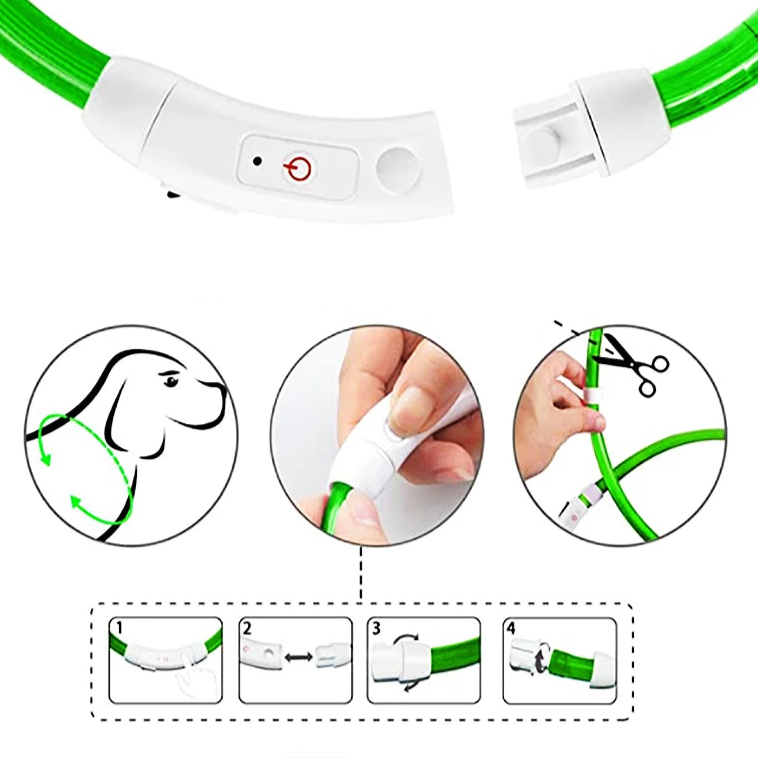 Collier lumineux LED ajustable et rechargeable par USB