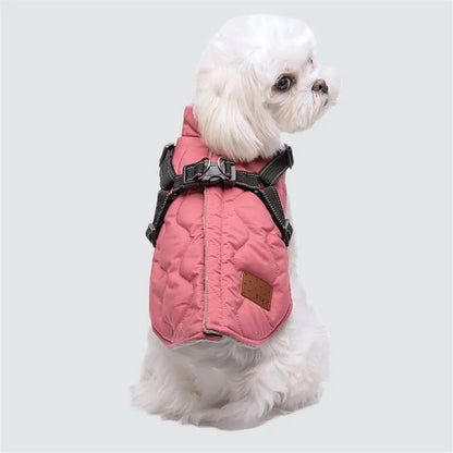 Manteau matelassé avec harnais intégré et doublure en polaire