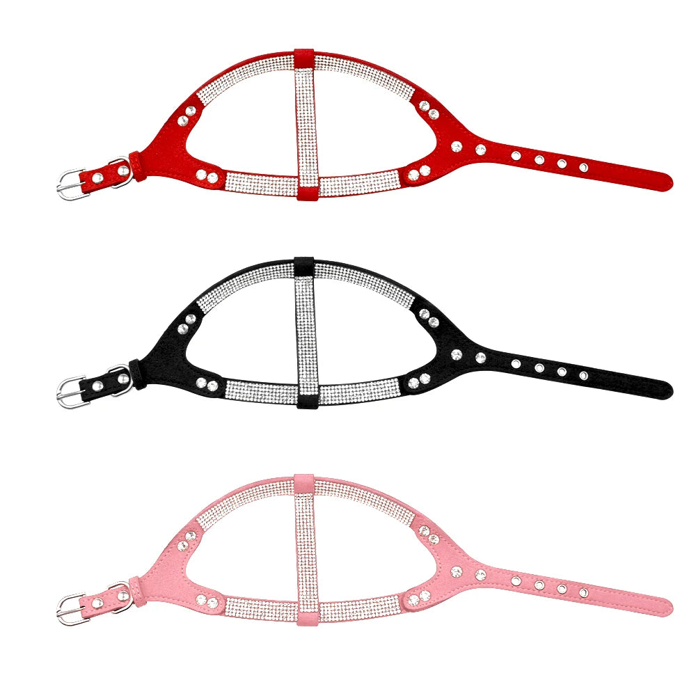 Harnais chien/chat girly à strass en suède