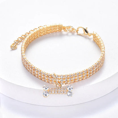 Collier chien en strass de petite princesse