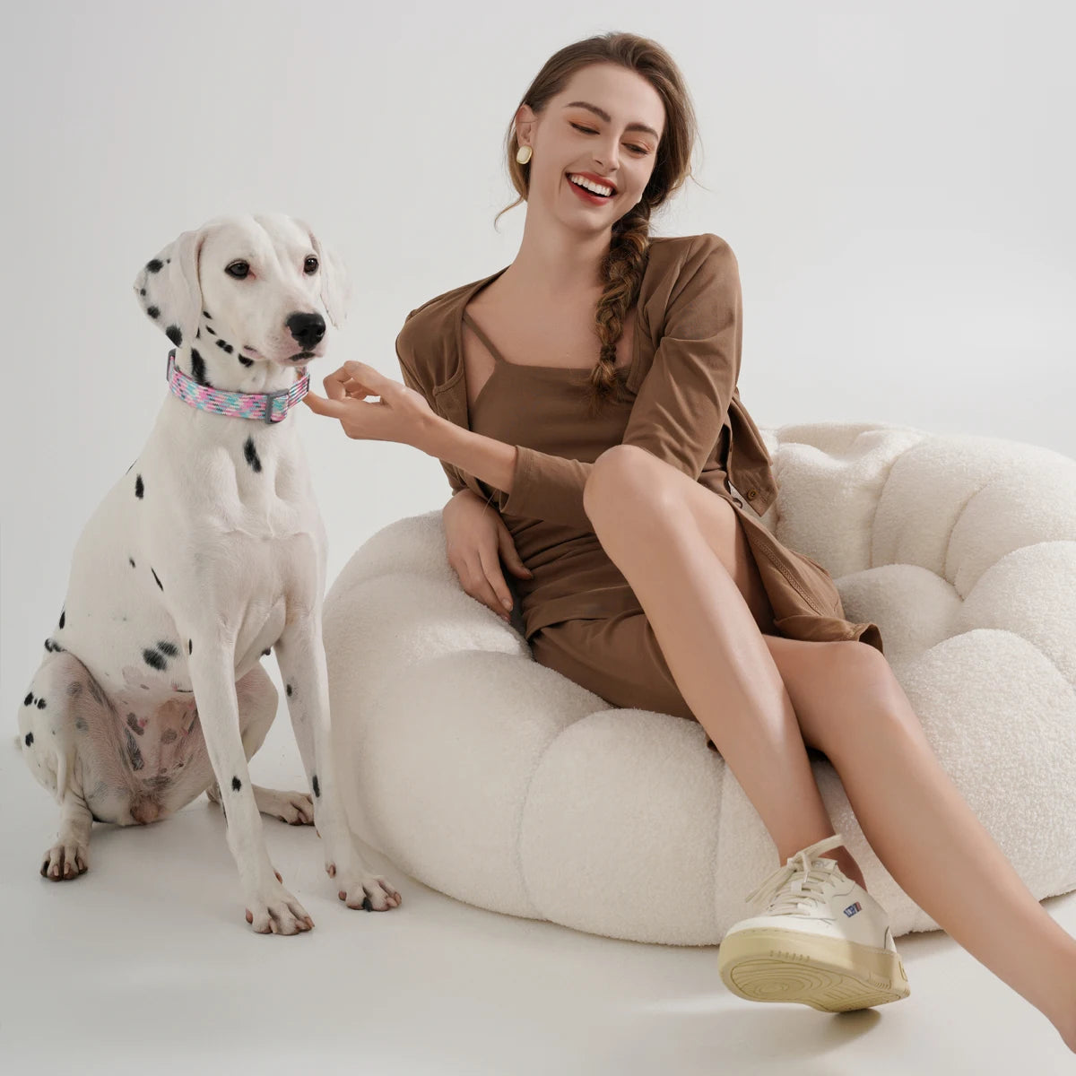 Collier/Laisse chien tressé réfléchissant inspiration alpinisme