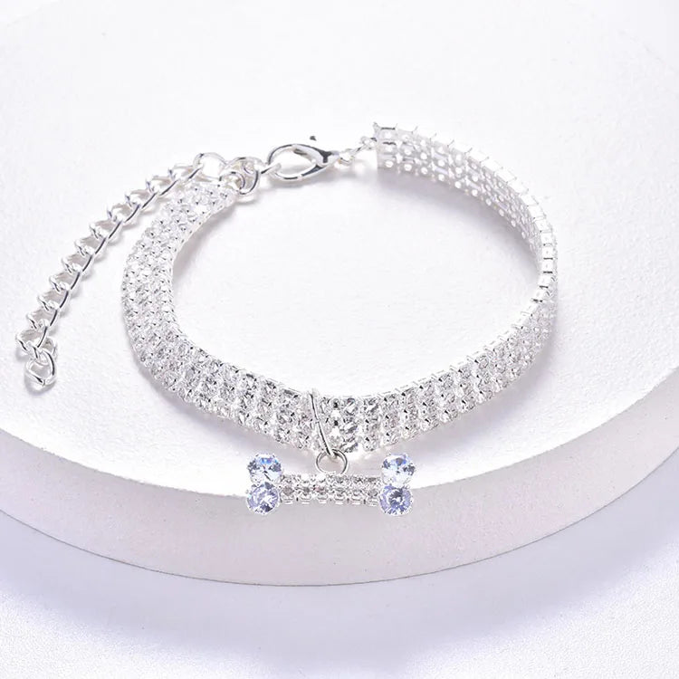Collier chien en strass de petite princesse
