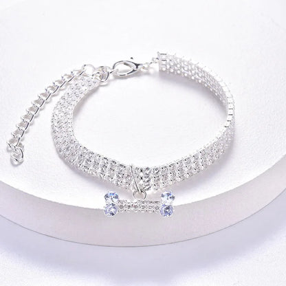Collier chien en strass de petite princesse