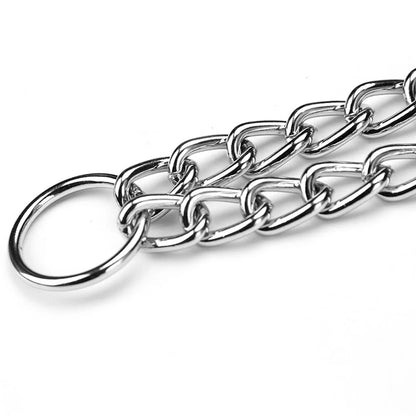 Chaîne chien argentée à maillons cubains bling