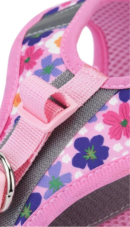 Harnais/Laisse chien/chat imprimé à fleurs