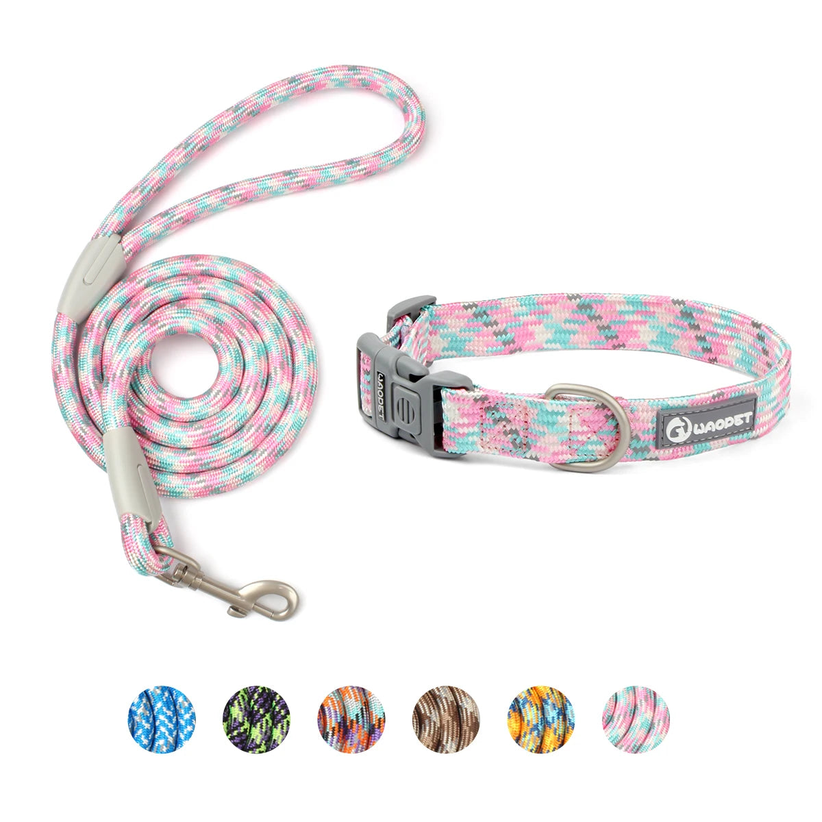 Collier/Laisse chien tressé réfléchissant inspiration alpinisme