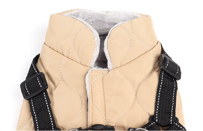 Manteau matelassé avec harnais intégré et doublure en polaire