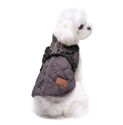 Manteau matelassé avec harnais intégré et doublure en polaire